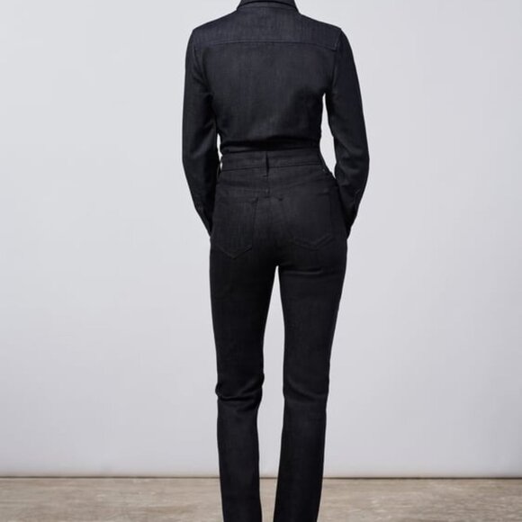 Dark Denim Zara Snap-Front Woven Long Sleeve Jean Top (NWT) - Picture 3 of 7